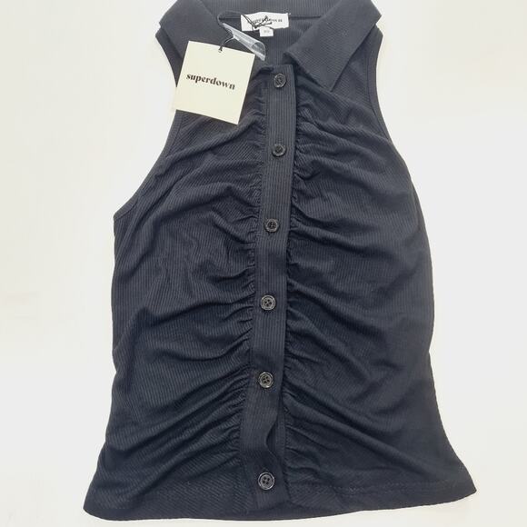 Superdown Rina Ruched Top in Black - Picture 2 of 9